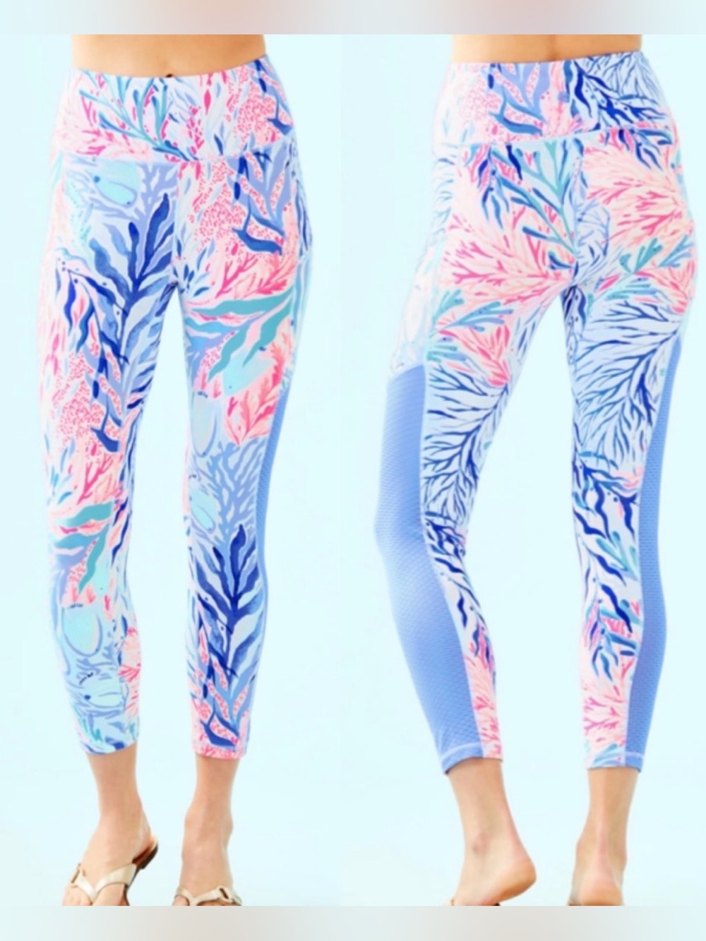 Lilly Pulitzer luxletic 24" HIgh RISE MIDI LEGGING large NWT Kaleidoscope coral